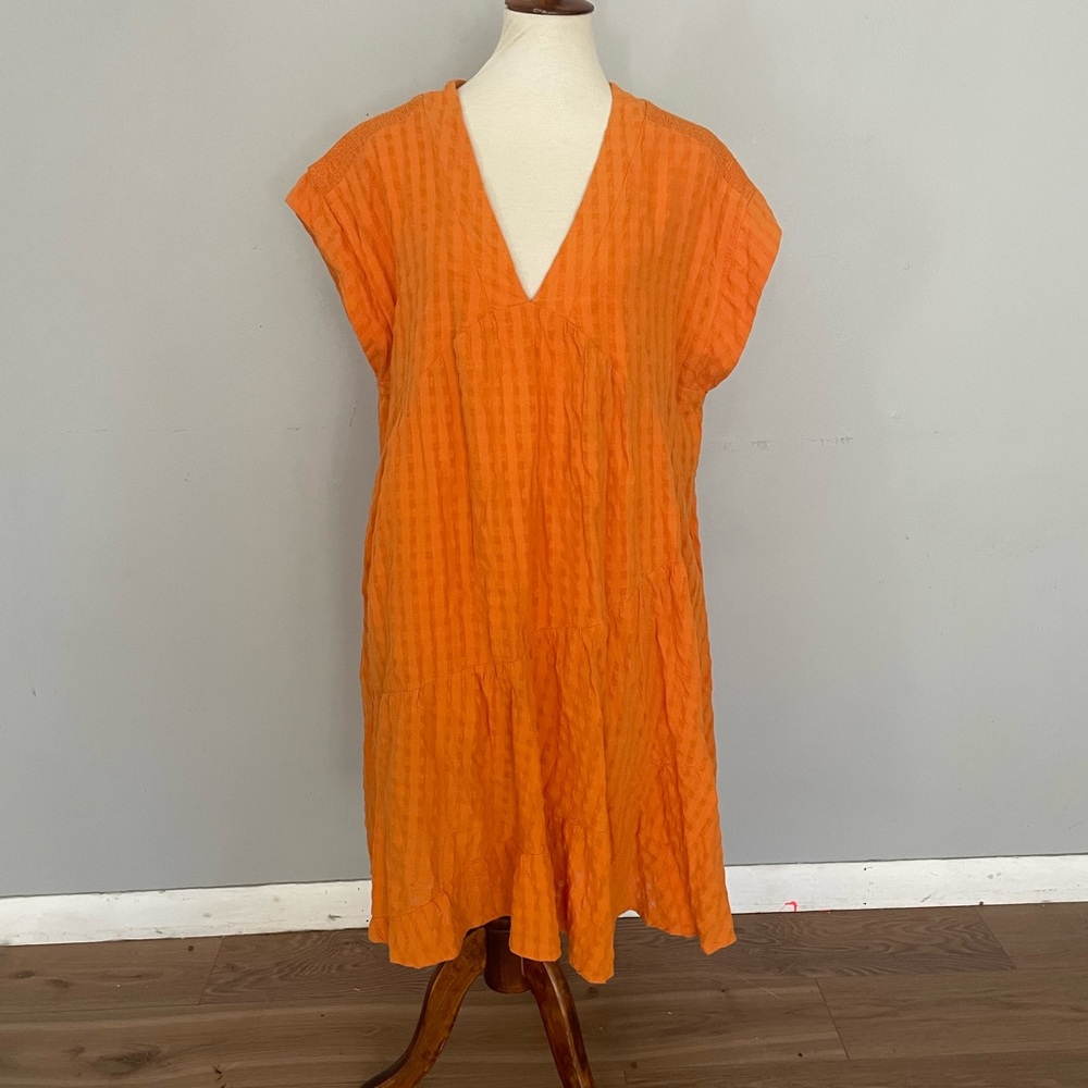 Anthropologie Maeve Tangerine V-Neck Dress in XL